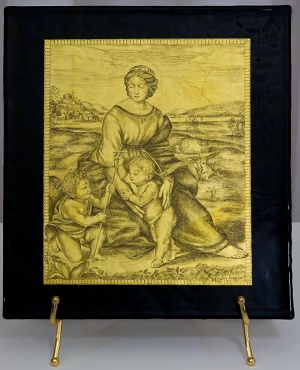 Madonna del Belvedere graffito su foglia d'oro